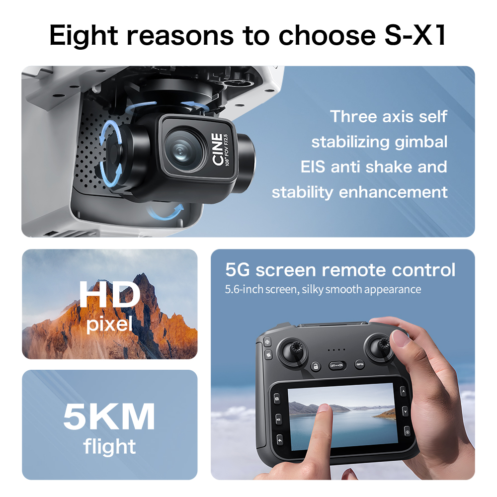 Original S-X1 Drone 8K HD Prof - Drone Photogrammetry recension och pris